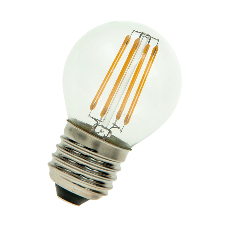 Calex LED Full Glass Filament Ball-lamp 220-240V 4W 470lm E27 P45, Clear 2700K CRI80 Dimmable, energy label A++