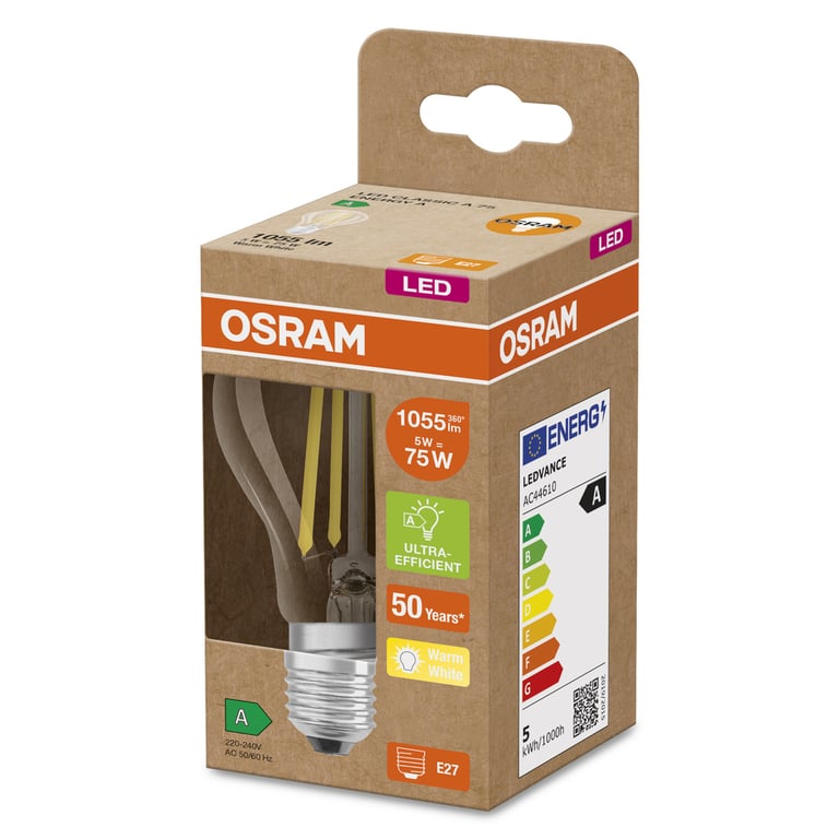 LED LAMPS ENERGY CLASS A ENERGY EFFICIENCY FILAMENT CLASSIC A 75 5 W/