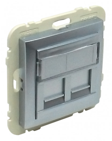 Efapel sokkel en centraalplaat tbv 2*rj45 aluminium