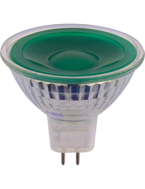 LED GU5.3 MR16 Glass 50x47.5 12V 5W 38° AC/DC Green Non-Dim