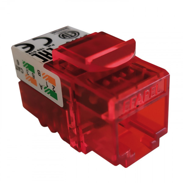 Efapel modular jack rj45 cat6 utp connector (250mhz) data/tel. rood