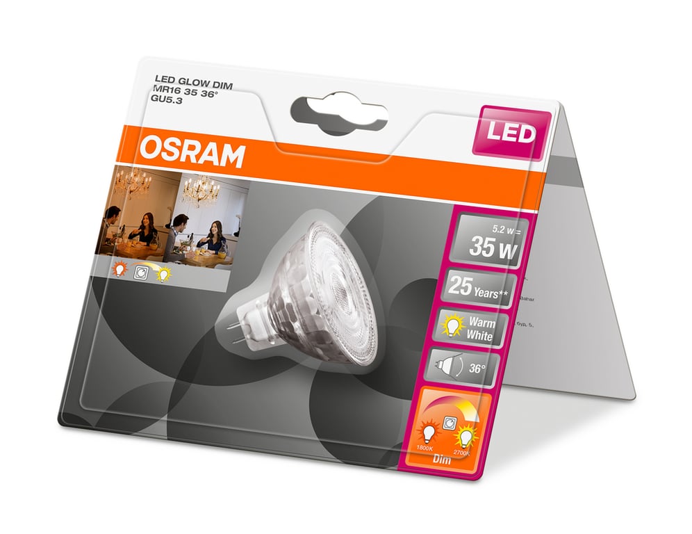 LED SUPERSTAR MR16 GLOWdim 35 36 5.2 W/2700K GU5.3 (CS à 1 PCE)