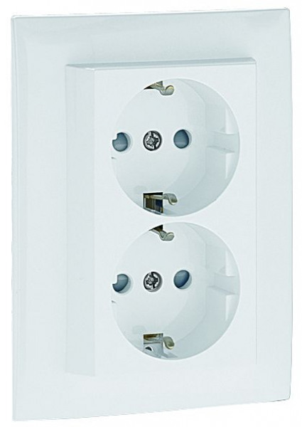 Efapel inbouw wcd met randaarde 2-voudig vlak enkel inbouw doos Wit (kindvriendelijk)