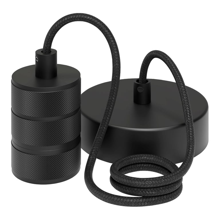 Calex Retro pendant E27 aluminium, matt black 3 ring model