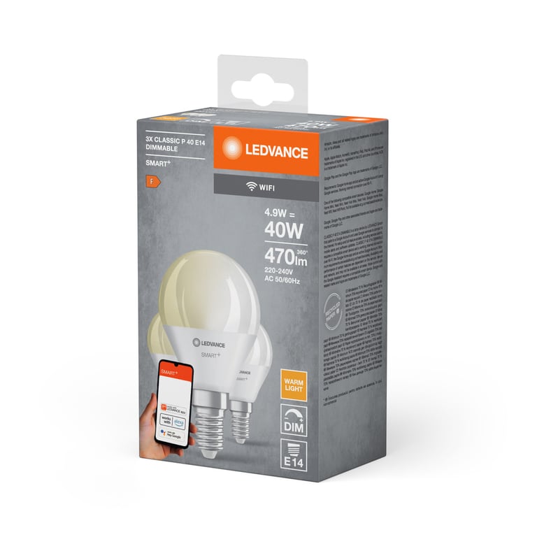 SMART+ WiFi Mini Bulb Dimmable 230V DIM FR E14 TRIPLE PACK
