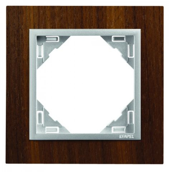 Efapel arbore/hout afdekr. 1v walnootboom/aluminium