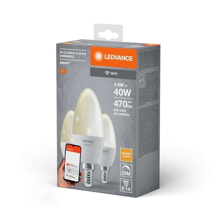 SMART+ WiFi Candle Dimmable 230V DIM FR E14 TRIPLE PACK