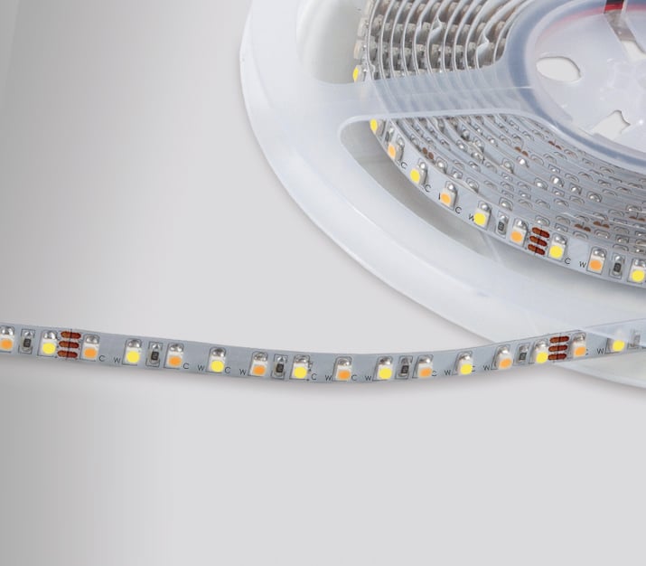 LED strip BRONZE IP20, 24Vdc, 120 LED's/m CW (6000K)+ WW (2400K)