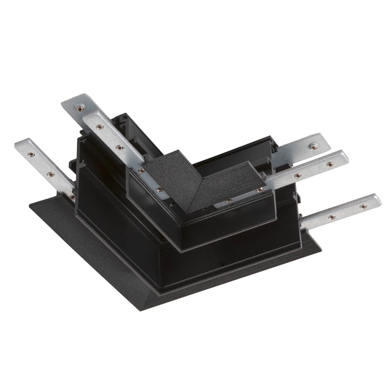 L-verbinder mechanisch, 48V TRACK, voor inbouwrail diep, rechts, zwart