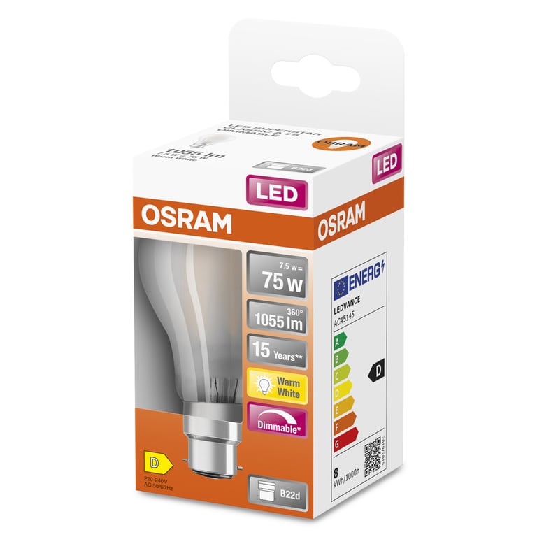 LED Retrofit CLASSIC A DIM 75 FR 7.8 W/2700 K B22d
