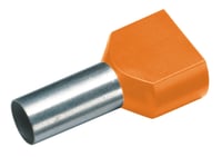 GeÏsoleerde TWIN Adereindhuls, 2x 4mm², lengte 12mm, oranje