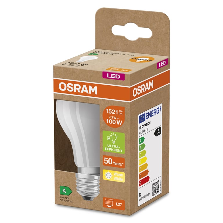 LED LAMPS ENERGY CLASS A ENERGY EFFICIENCY FILAMENT CLASSIC A 100 7.2