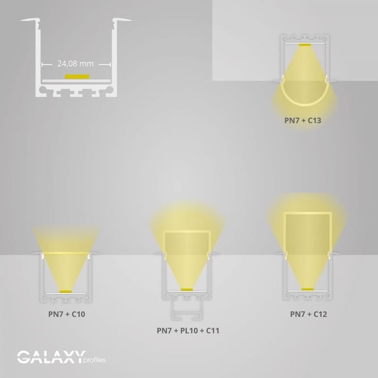 PN7 || LED profiel 200cm, hoog, LED strips max. 24mm