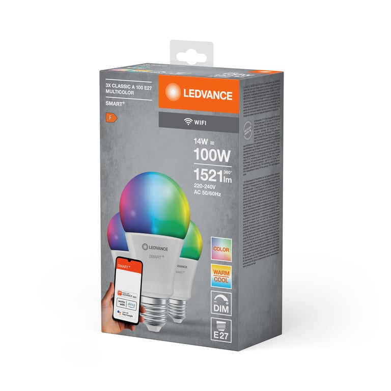 SMART+ WiFi Classic Multicolour 230V RGBW FR E27 TRIPLE PACK