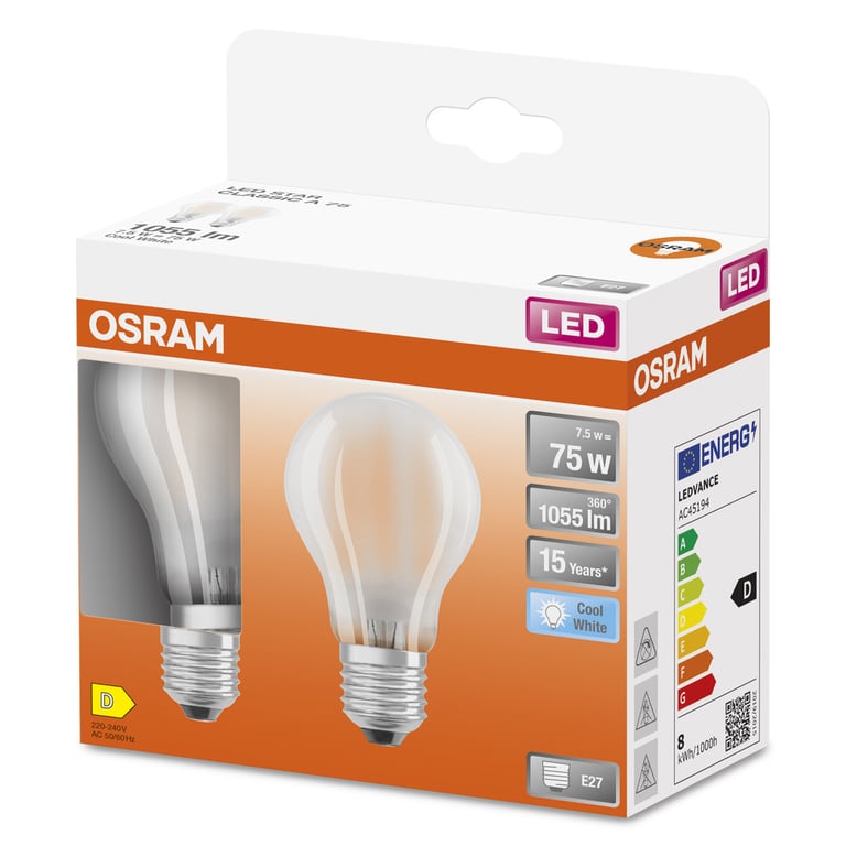 LED Retrofit CLASSIC A 75 7.5 W/4000K E27 (CS à 2 PCE)