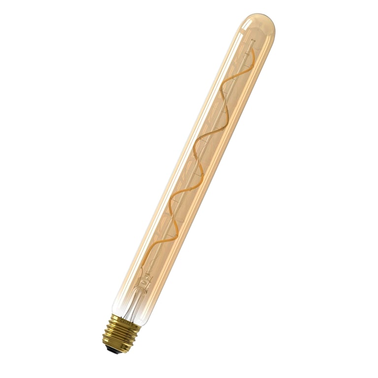 Calex LED Full Glass Flex Filament Tubelar-Type Lamp 220-240V 4W E27 T32x300, 200lm, Gold 2100K Dimmable, energy label A