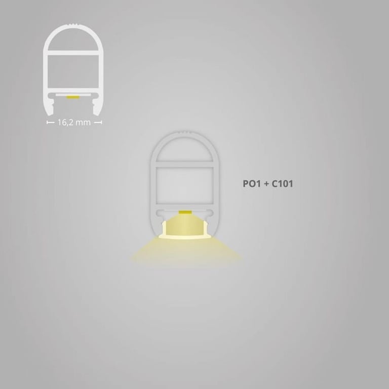 PO1 LED Profiel kledingrek 200cm, LED strips max. 12mm