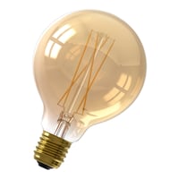 Calex LED Full Glass LongFilament Globe Lamp 220-240V 6W 430lm E27 G95, Gold 2100K Dimmable, energy label A+