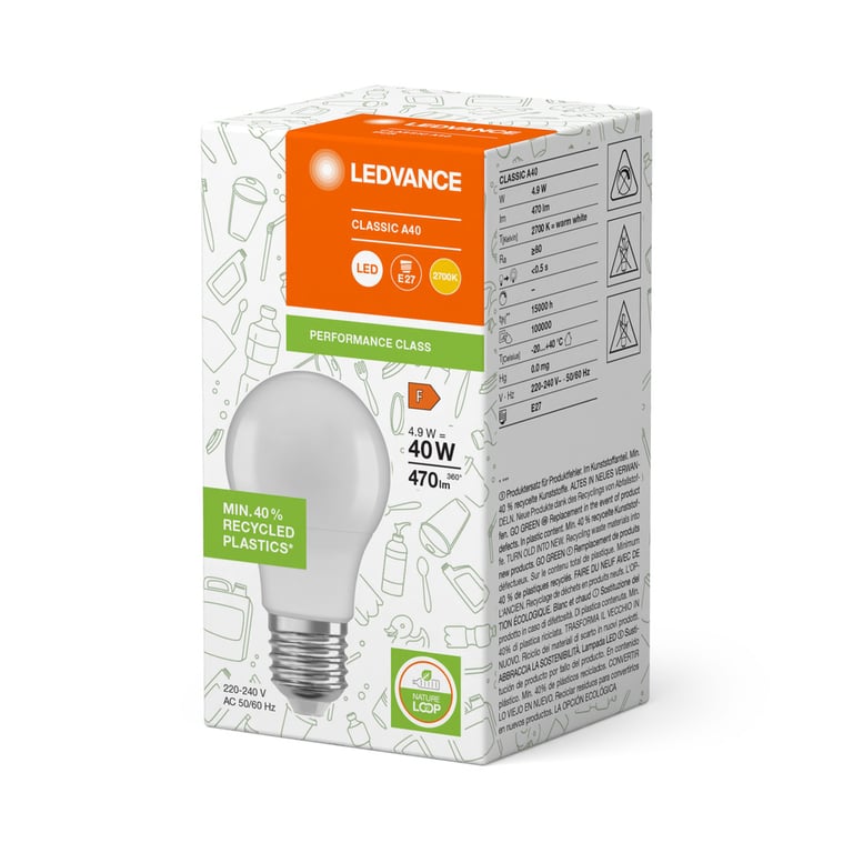 LED PCR LAMPS WITH CLASSIC A 4.9W 840 Frosted E27