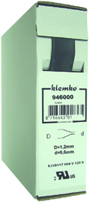 Krimpkous 2:1 25,4>12,7mm, zwart, 5 meter in trekbox