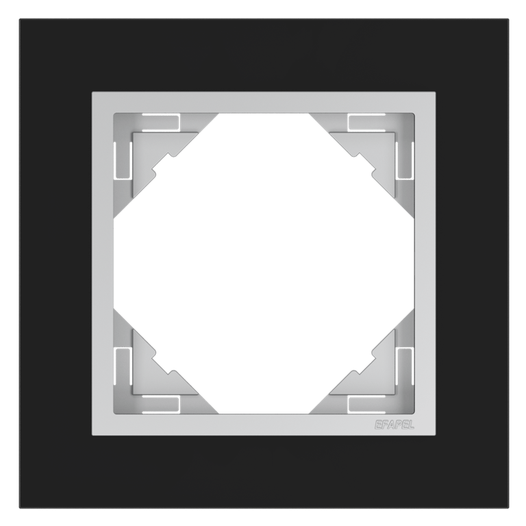 Efapel crystal afdekr. 1v zwart glas/aluminium