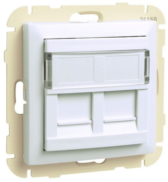 Efapel basis sokkel en centraalplaat tbv 2*rj45 wit