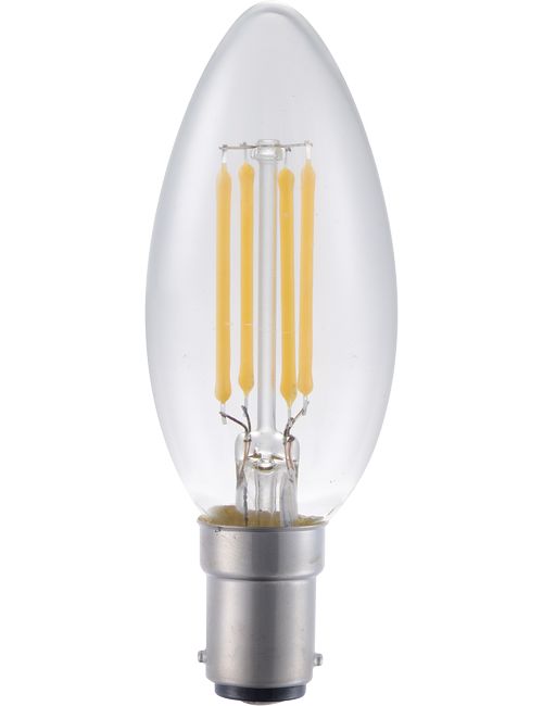 Masterlight - LED Ba15d Fila Candle C35x100 230V 400Lm 4W 827 AC Clear Dim SL159124927