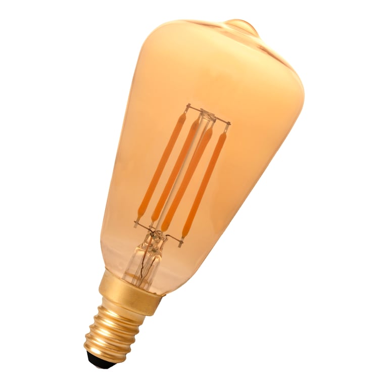 Calex LED Full Glass Filament Rustik Lamp 220-240V 4W 320lm E14 ST48, Gold 2100K Dimmable, energy label A+