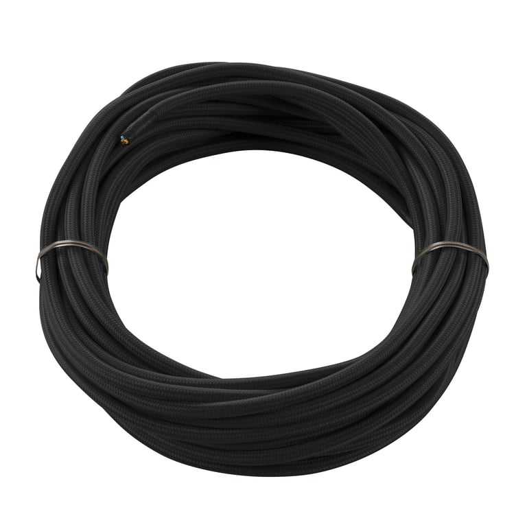 Textielkabel, 3-polig, 10m, zwart