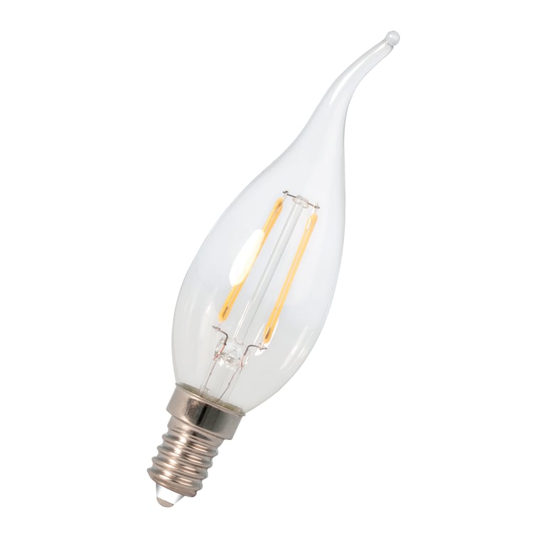 Calex LED Full Glass Filament Tip-Candle-lamp 220-240V 2,0W 200lm E14 BXS35, Clear 2700K CRI80, energy label A++