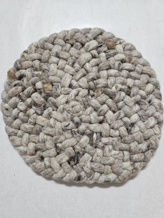 Rond wollen vloerkleed Romee in stock Grijs Nature 05