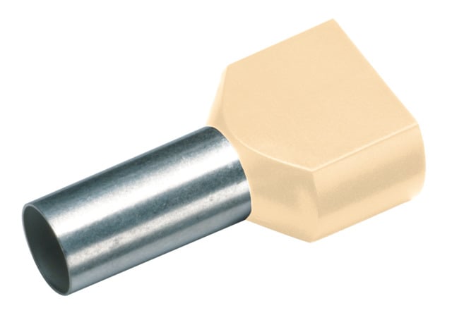 GeÏsoleerde TWIN Adereindhuls, 2x 16mm², lengte 14mm, ivoor
