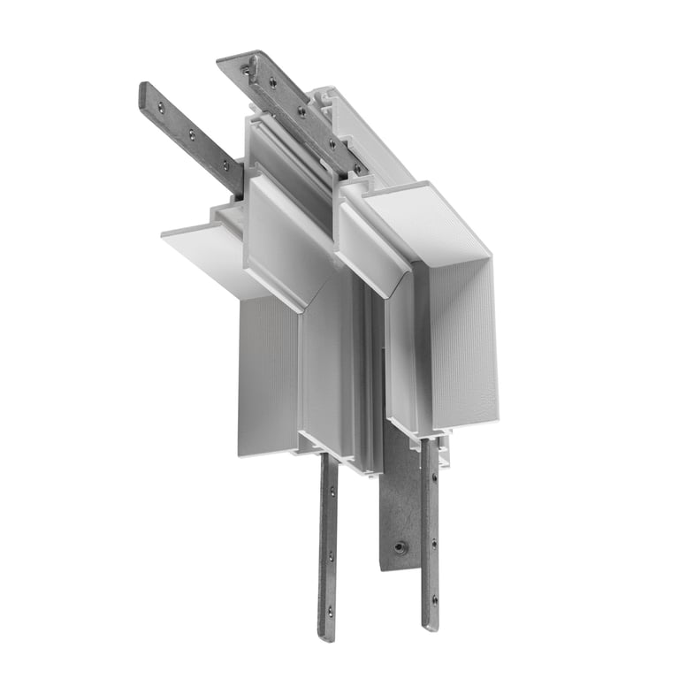 L-verbinder mechanisch, 48V TRACK, voor inbouwrail diep, stereo, wit