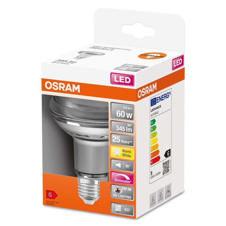 LED SUPERSTAR PLUS R80 60 36 ° 4.8 W/2700 K E27 (CS à 1 PCE)