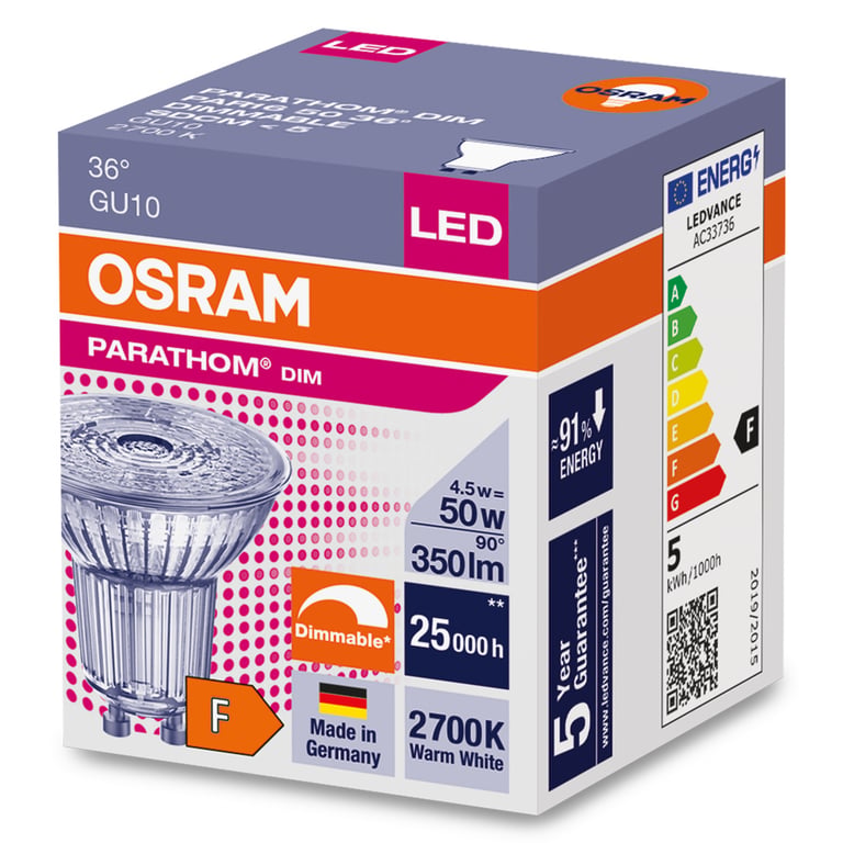 PARATHOM® DIM PAR16 50 36 ° 4.5 W/2700 K GU10 (CS à 1 PCE)