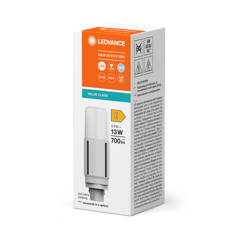 DULUX LED D VT EM &amp; AC MAINS V 5.5W 840 G24D