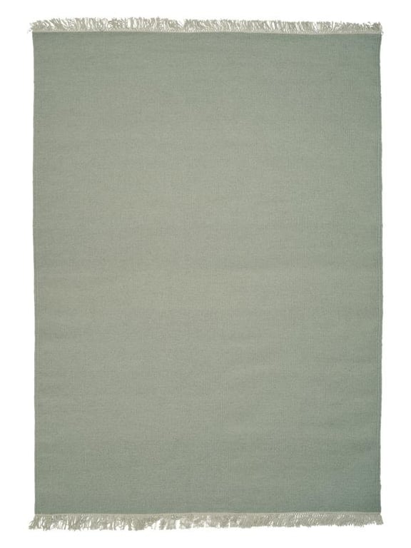 Wollen vloerkleed hip met flosjes Robijn Mint