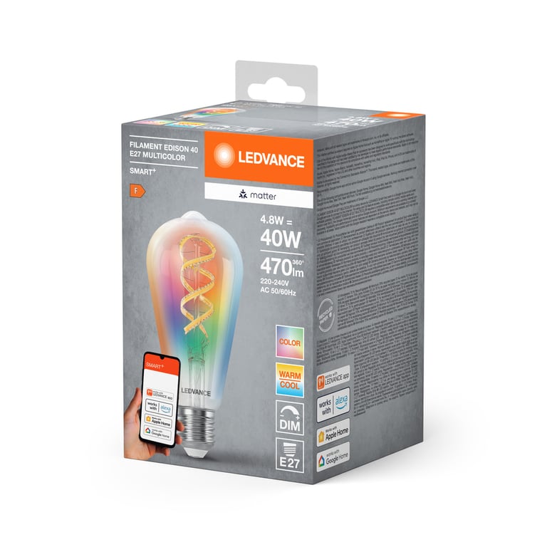 SMART+ MATTER FILAMENT EDISON MULTICOLOR 4.8W 827...865 Multicolor E27