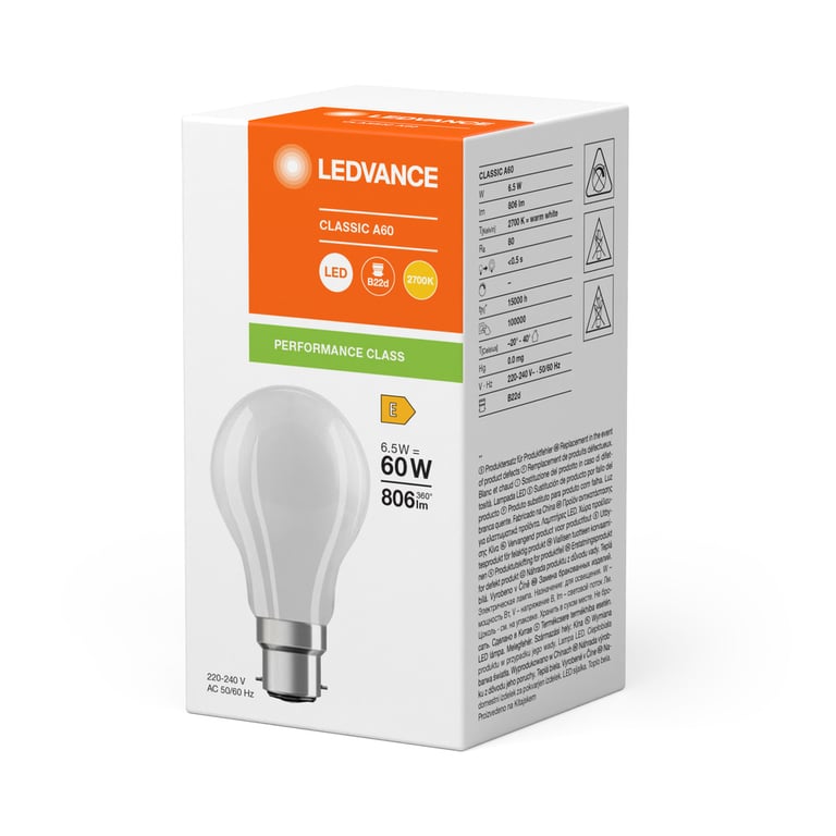 LED CLASSIC A P 6.5W 827 FIL FR B22D