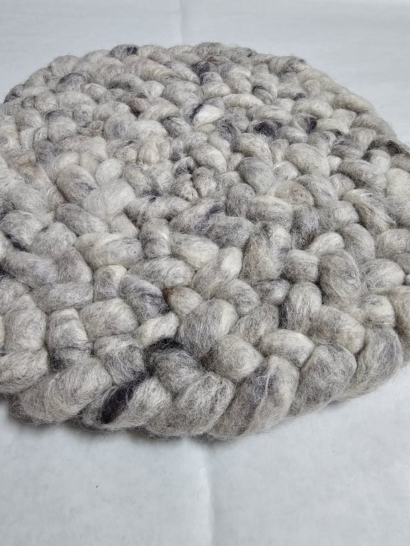 Rond wollen vloerkleed Romee in stock Licht Grijs 03