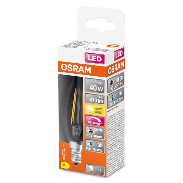 LED SUPERSTAR PLUS CLASSIC BA FILAMENT 40 3.4 W/2700 K E14 (CS à 1 P
