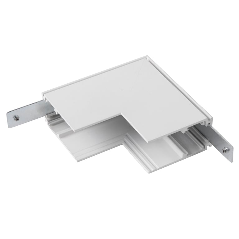 L-verbinder mechanisch, 48V TRACK, voor opbouwrail diep, stereo, wit