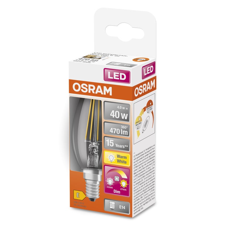 LED SUPERSTAR CLASSIC B GLOWdim 40 GLOWdim 4.5 W/2700K E14 (CS à 1 PCE