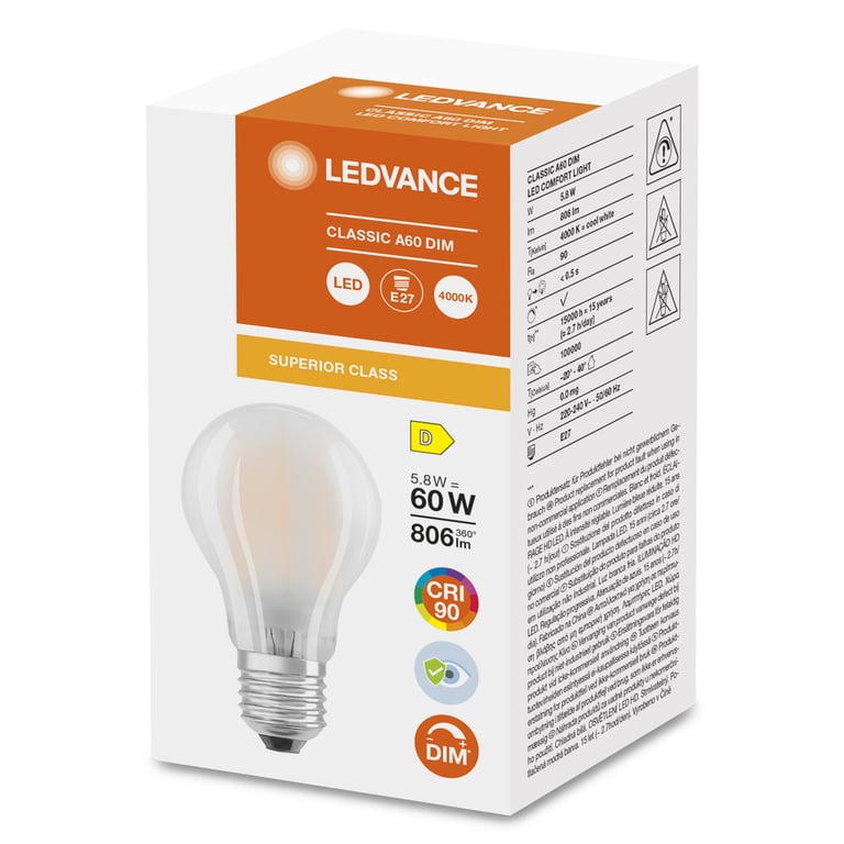 LED SUPERIOR CLASSIC A 60 5.8 W/4000 K E27