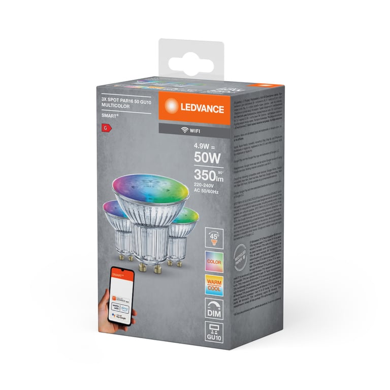SMART+ WiFi SPOT GU10 Multicolour 50 45° 5 W/2700…6500K GU10 (CS à 3 P