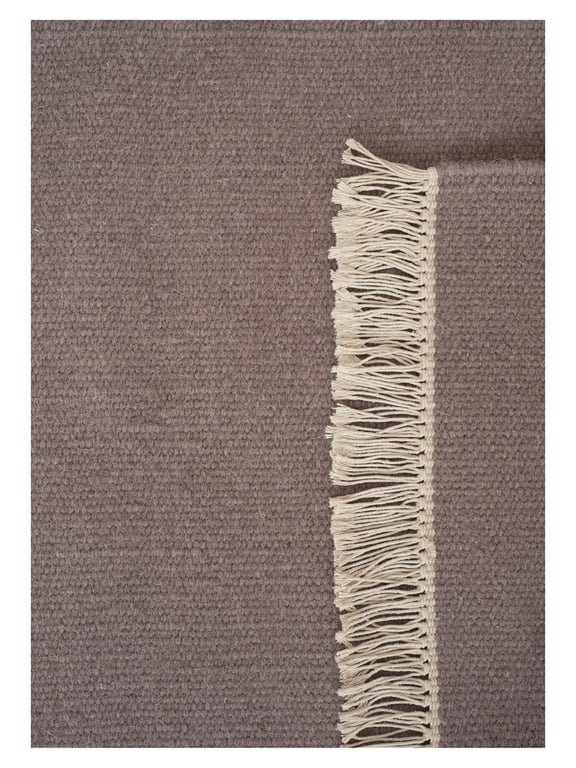 Wollen vloerkleed hip met flosjes Robijn Heather