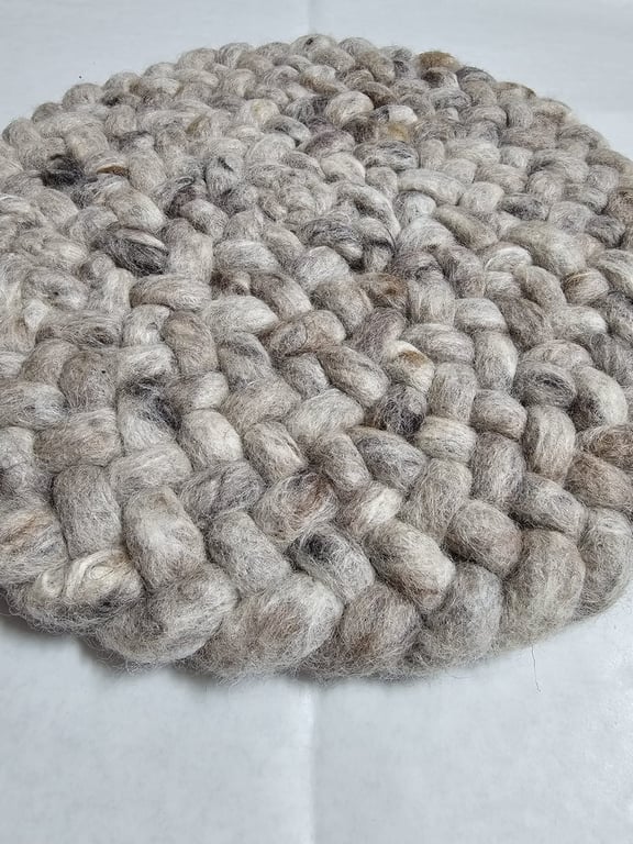 Rond wollen vloerkleed Romee in stock Grijs Nature 05