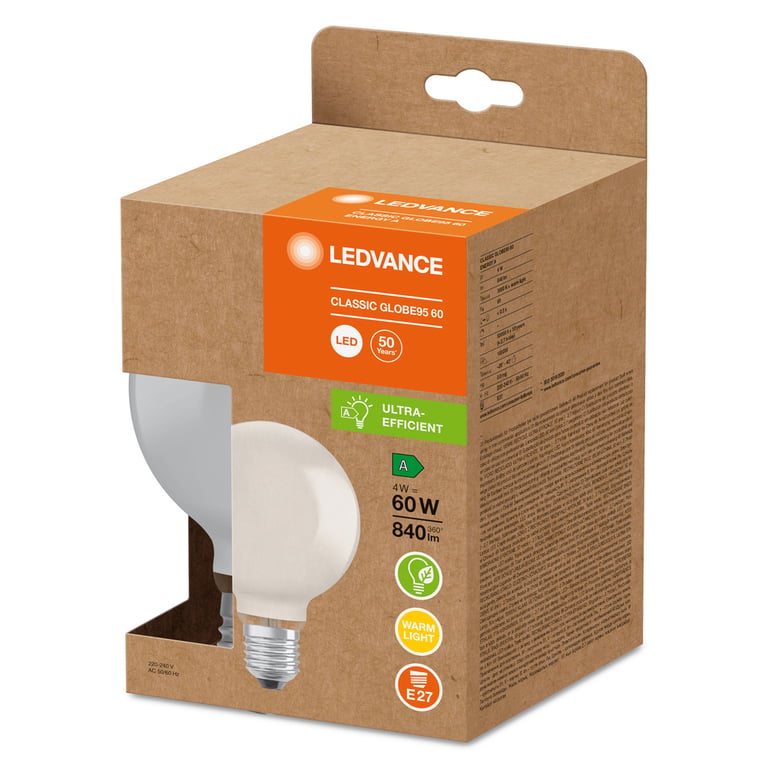 LED LAMPS ENERGY ULTRA-EFFICIENT FILAMENT CLASSIC Globe 60 4 W/3000 K