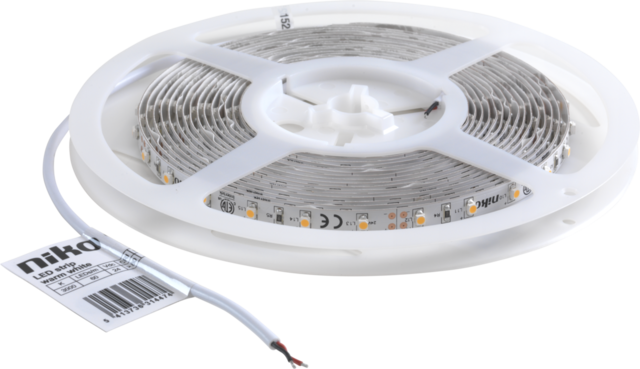 Niko - Ledstrip op rol met 60 leds per meter. Kleur leds: 3000 K (warm witte
