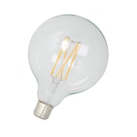 Calex LED Full Glass LongFilament Globe Lamp 220-240V 4W G125, Clear 2300K Dimmable, energy label A+ 350lm E27
